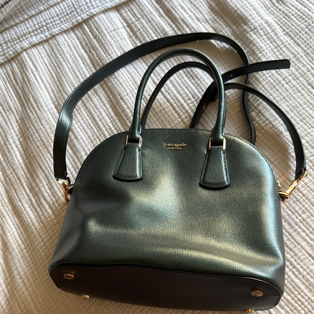 Kate Spade Deep evergreen metallic Satchel